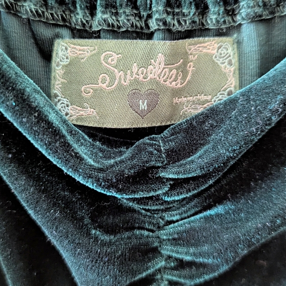 Vintage Velvet Green Slip Dress Y2K 90s Whimsigoth Grunge Dark Acadamia Witchy M - Picture 5 of 11